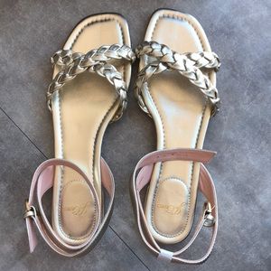 NWT - J.Crew metallic braided cross strap sandal